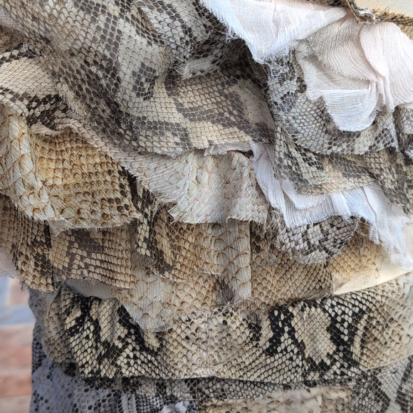 Zara, SET pants and top, viscose, brown animal print, ruffles, size L - Picture 5 of 11